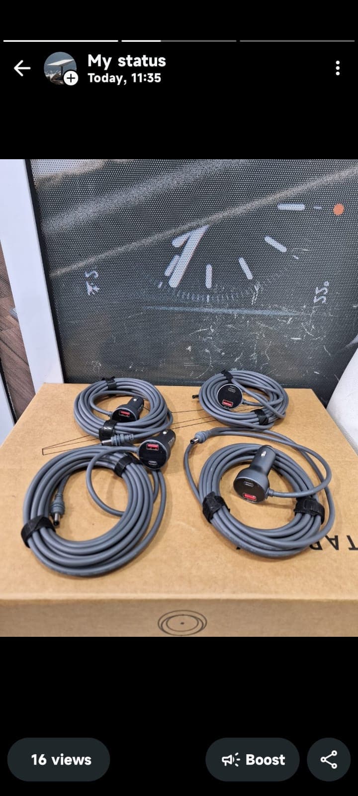 Starlink accessory cables arranged on a kit box